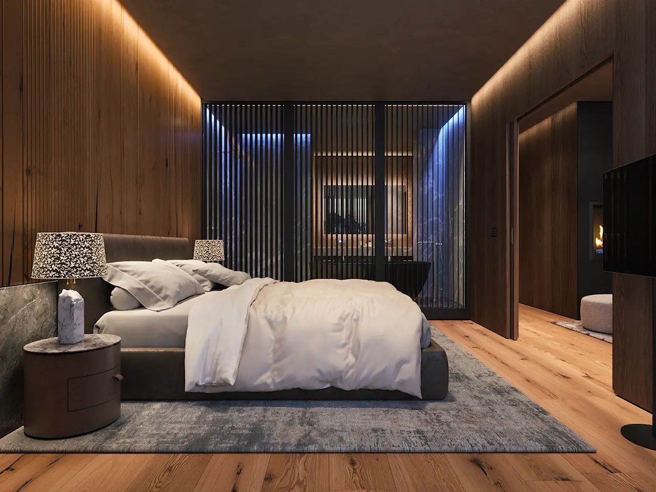 Images may contain interior design wood lamp home decoration carpet bed furniture and computer hardware