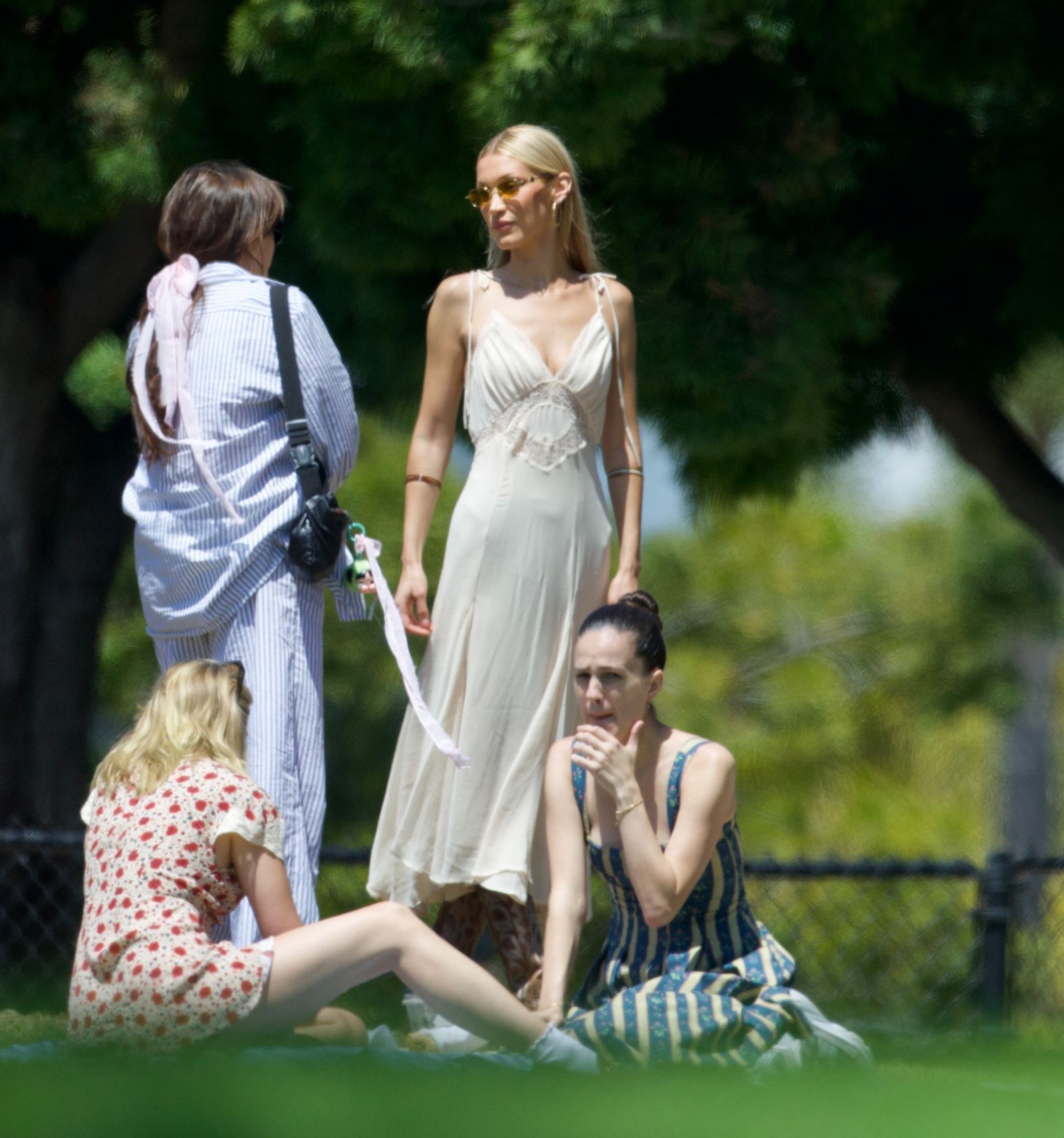 Los Angeles exclusive Ca Bella Hadid was spotted with a large group of friends while celebrating baby showers in the park...