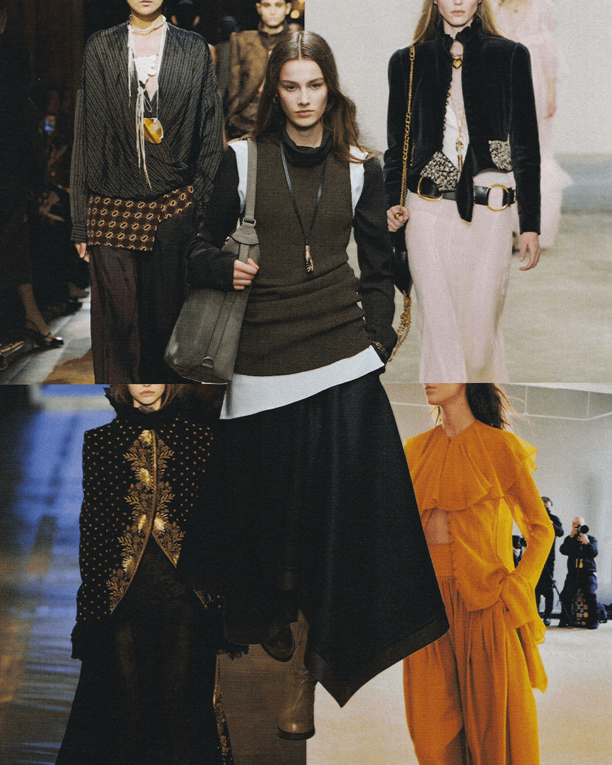 Images may contain accessories bags tote bags adult clothing jacket long sleeves and skirts