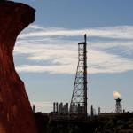 Woodside's rock (L-Foreground) operated on the Northwest Shelves shows gas flares (R-AT) on the Hamburg Peninsula in northern Western Australia. The peninsula in the resource-rich Pilbara region is also home to the increase in industrial activity, including gas processing plants, fertilizer plants and iron ore facilities, rock images that threaten long-term organisms and rock images that are considered mythical organisms. AFP Photo/Greg Wood
