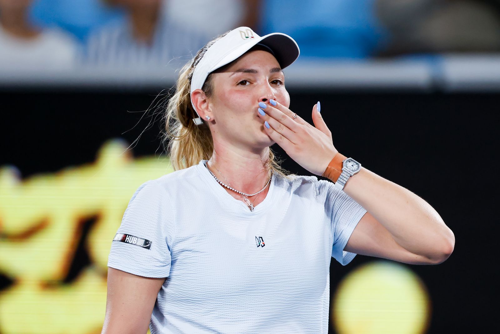 Donna Vekic of Croatia celebrates defeating France's Diane on the first day of the 2025 Australian Open
