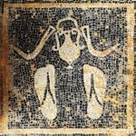 Roman mosaics of the archaeological site of Sabrasha, depicting the ancient sandals 