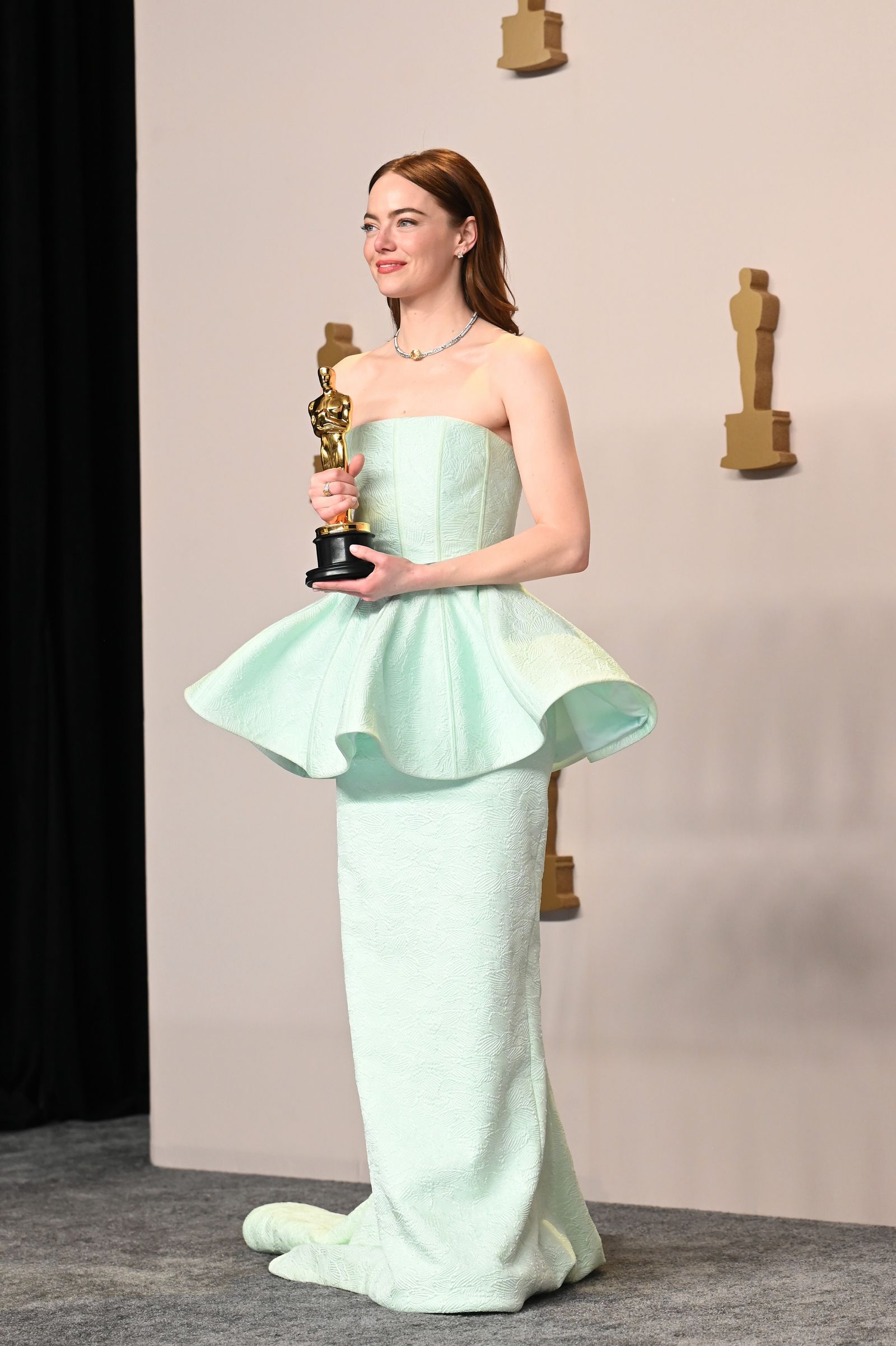 Images may contain Emma Stone for adult formal wear accessories jewelry necklaces and dresses