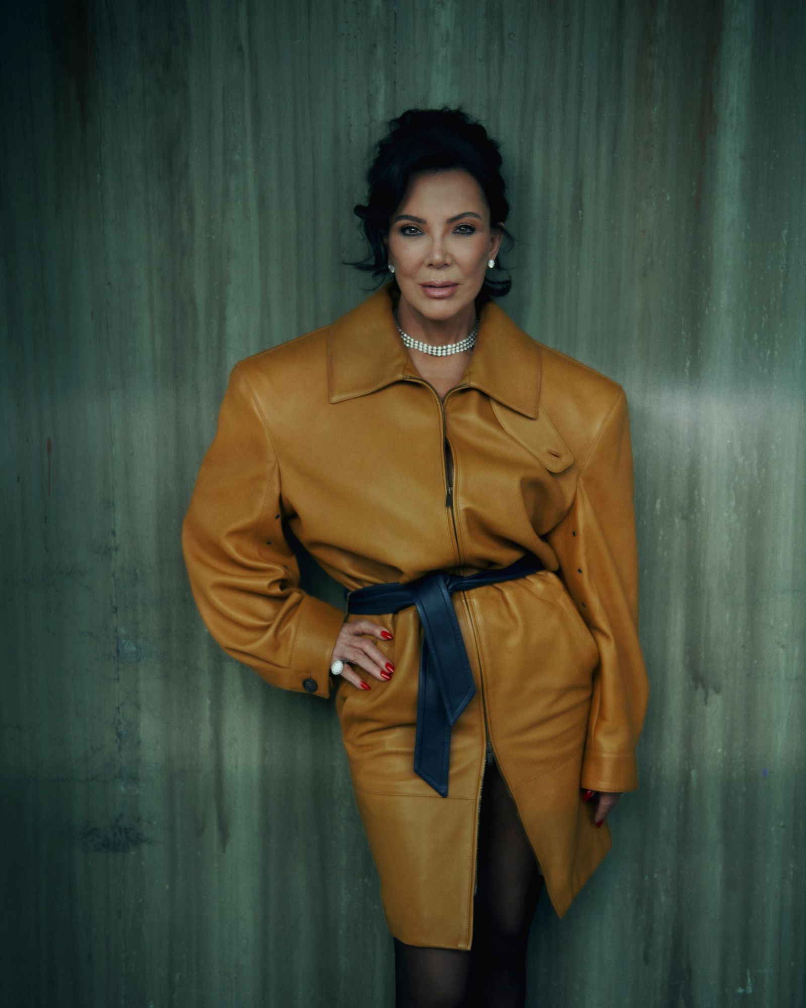 Image may contain Kris Jenner Clothing Jacket Face Happy Head Smiling Jacket Adult Accessories and Jewelry
