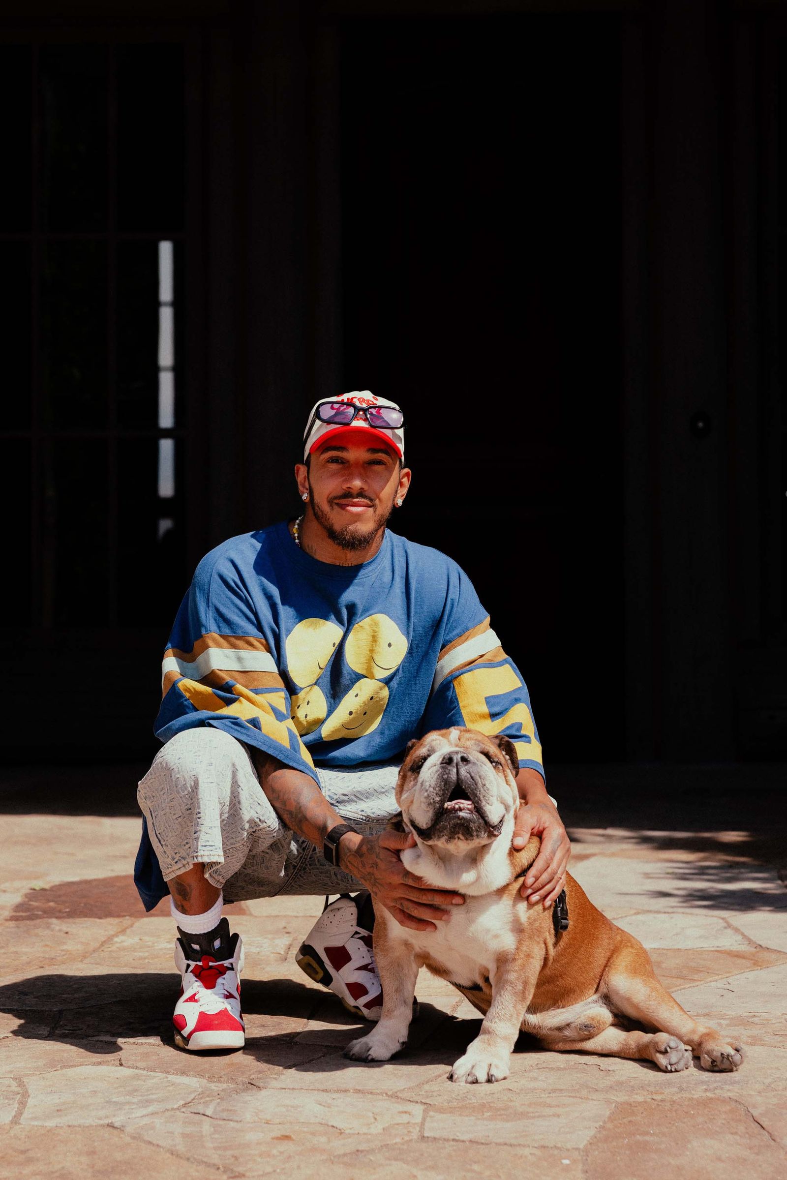 Lewis Hamilton and his dog Roscoe are in Colorado.