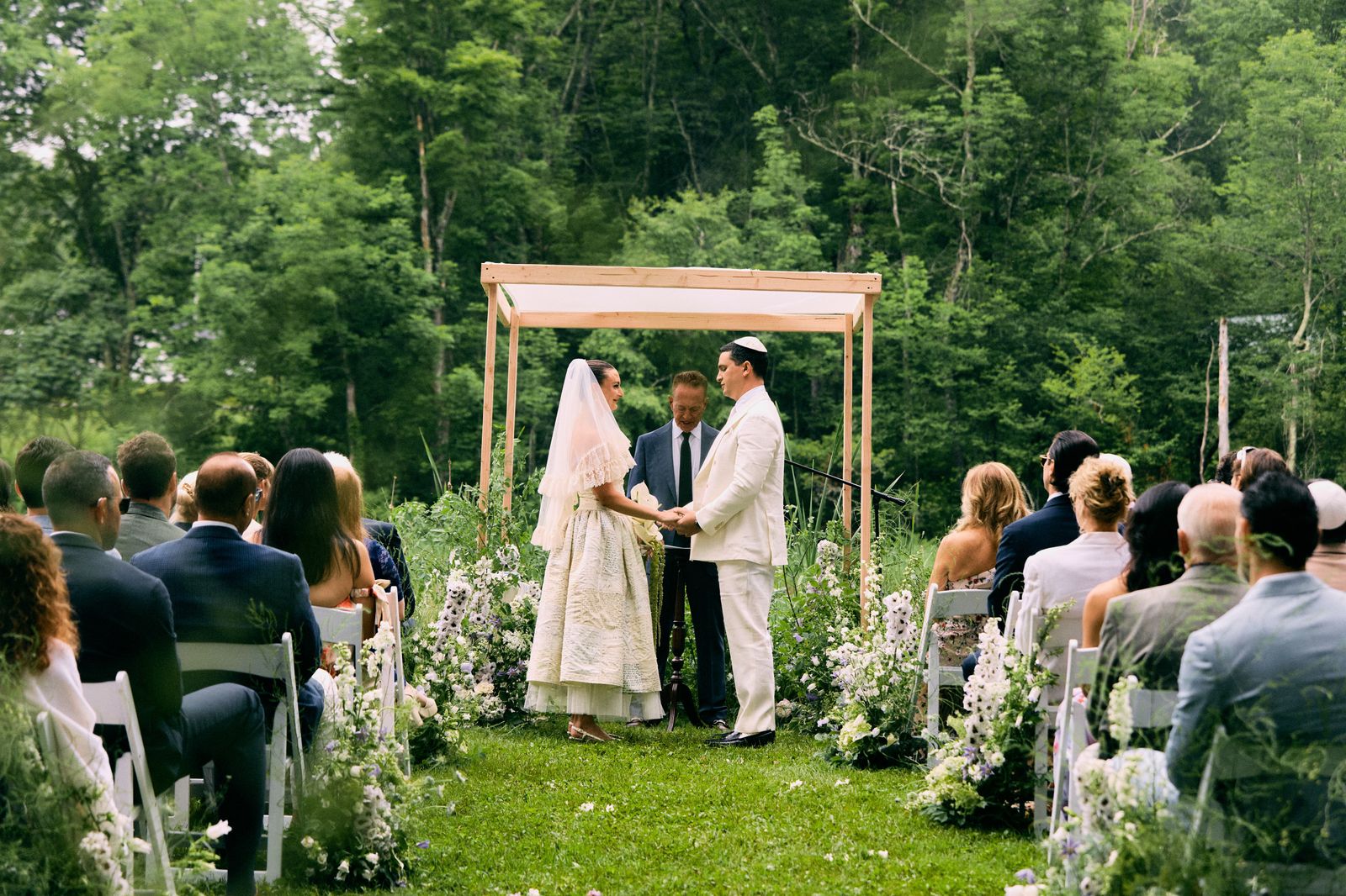 The bride wore a sewn dress, a love letter between her and the groom