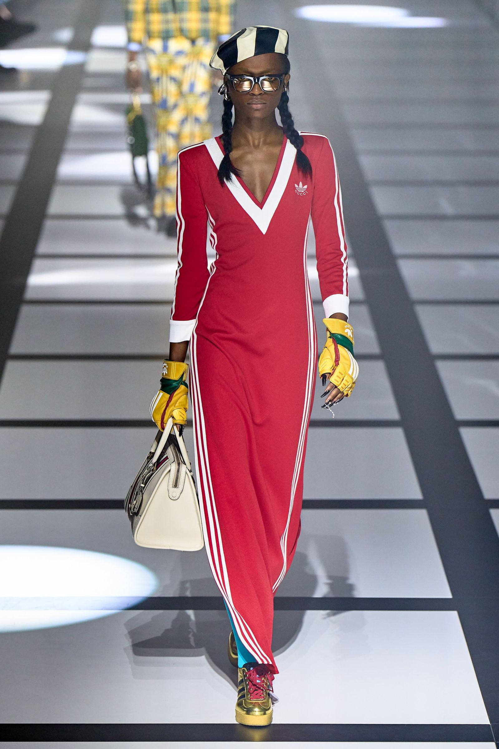 Images may contain clothing dresses, long sleeves and runways