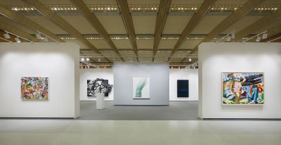 View of art fair booth. 