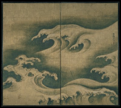 A painting of waves crashing.