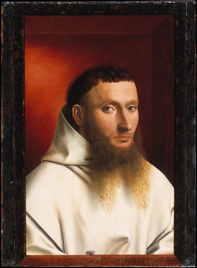 A painting of a bearded monk.