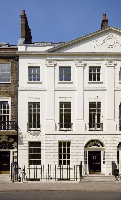 The look of Tony British Townhouse exterior. 