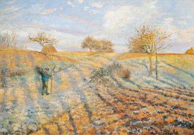 Camille Pissarro: Hoar-Frost of Ennery (Gelée Blancheà Ennery) in 1873, oiled on canvas, 25 3/4 x 36 3/4 inches.
