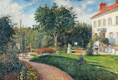 Camille Pissarro: Garden of Les Mathurins, property of sisters Deraismes, Pontoise (Le Jardin des Mathurins, Pontoise, Propriété des Soeurs deraismes), 1876, oil on canvas; 44 5/8 x 65 1/8 inches.
