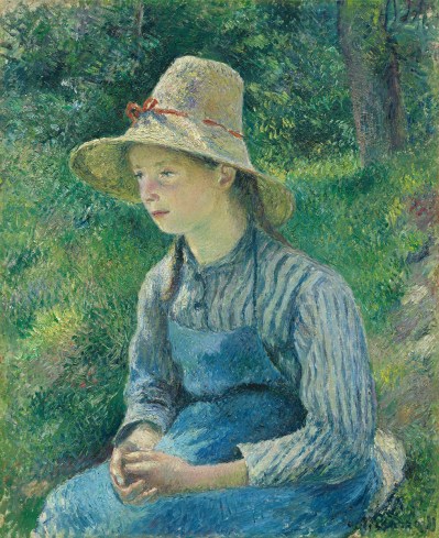 Camille Pissarro: Young peasant girl wearing a straw hat (Jeune Paysanne au Chapeau de paille), 1881, oil on canvas, 28 7/8 x 23 7/16 inches.
