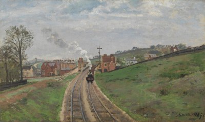 Camille Pissarro: Lordship Lane Station by East Dulwich, 1871, Oiled on canvas, 17 1/2 x 28 1/2 inches.