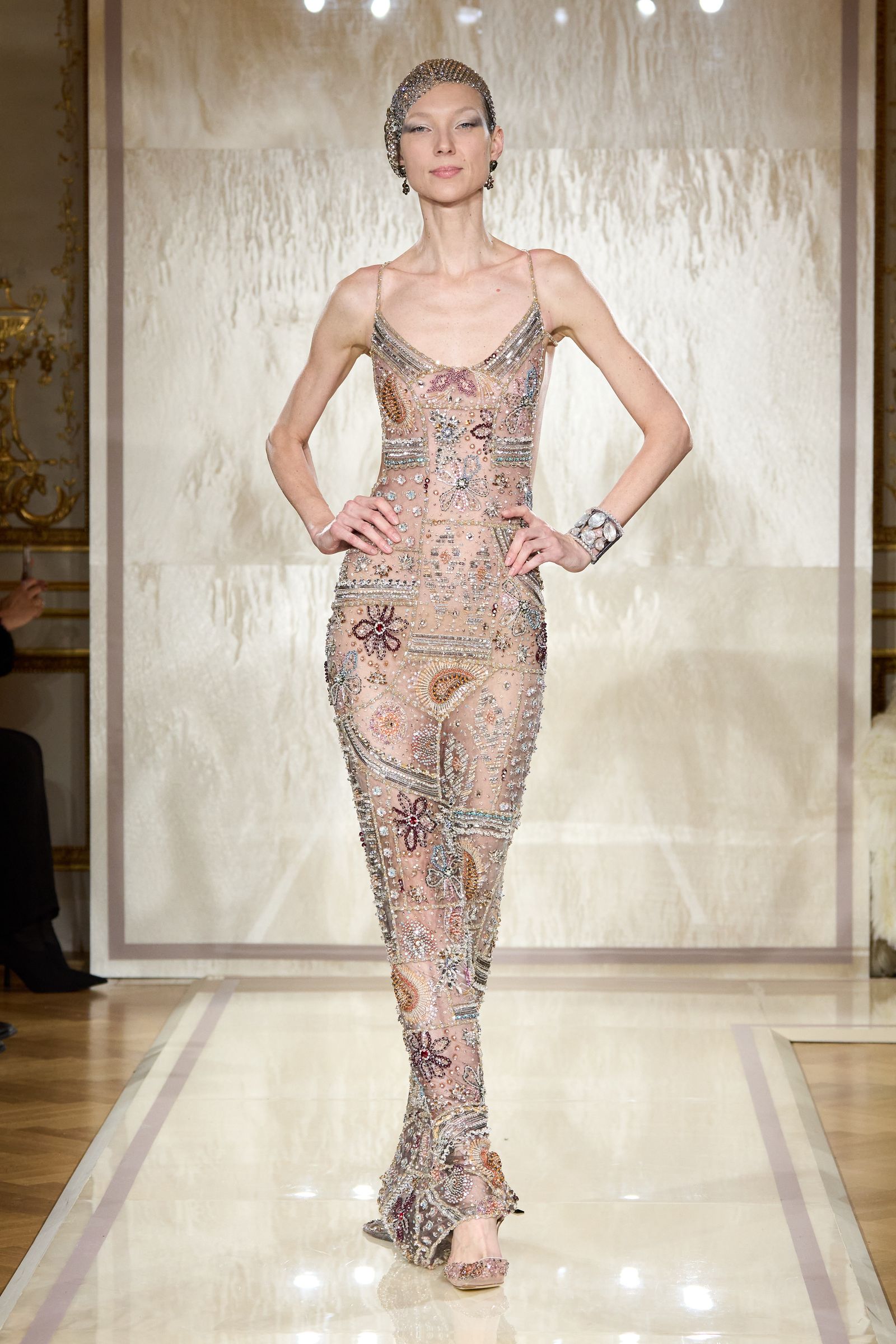 Images may contain John Newman clothing gown evening dress formally wearing stylish adult footwear and high heels