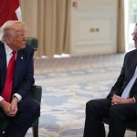 Turnberry, Scotland - July 28: U.S. President Donald Trump spoke with U.S. Ambassador to the UK Warren Stephens during a bilateral meeting with British Prime Minister Keir Starmer in Turnberry, Scotland on July 28, 2025. The two met at Turnberry and then headed to Aberdeenshire together for a private dinner at another Trump-owned golf club. President Trump is visiting Scotland as part of his work on Trump's turn to the Raspberry Golf Course, followed by Trump International Golf Connection in Aberdeen County from July 25 to 29.