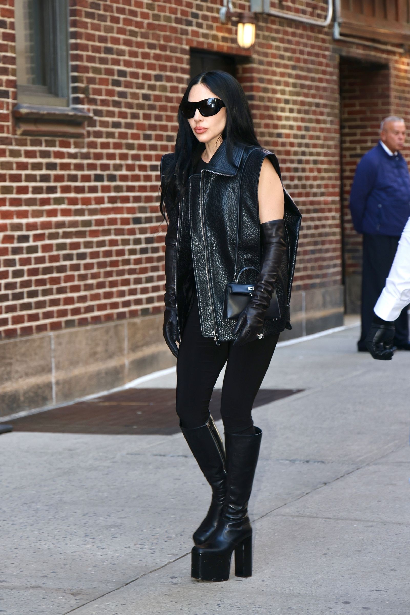 New York Lady Gaga turned her head in New York City and wore a bold Rockstarinspired outfit.