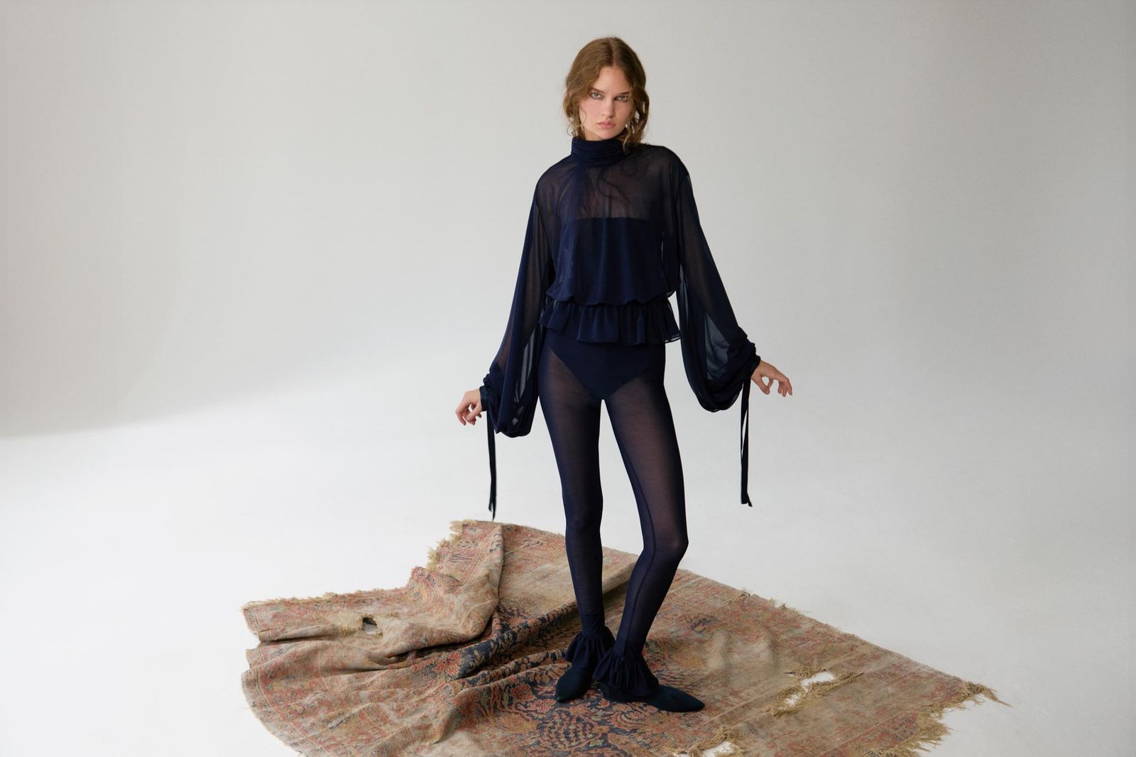 Silk chiffon Philippa top Karin jersey bodysuit Carlotta leggings