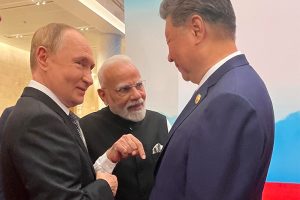 Indian Prime Minister Narendra Modi, Russian President Vladimir Putin and Chinese President Xi Jinping in Tianjin, China