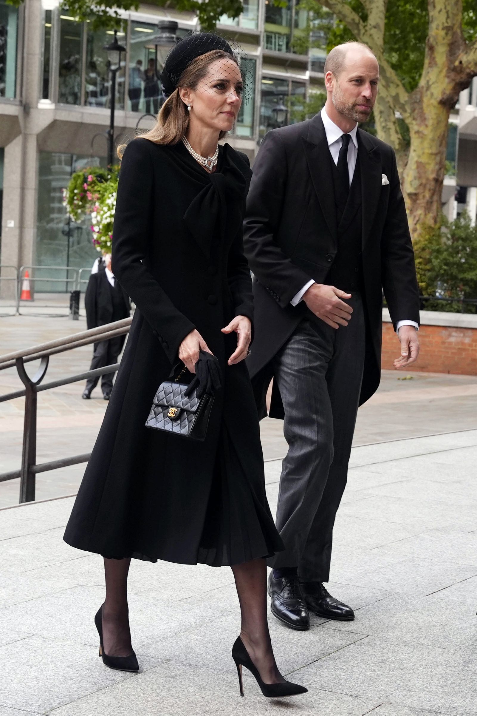 Princess of Wales and Prince William at the funeral of the Duchess of Kent in Westminster Abbey.