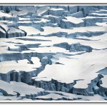 Showcases various artworks of ice shelves.