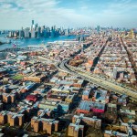 The city viewed from above.