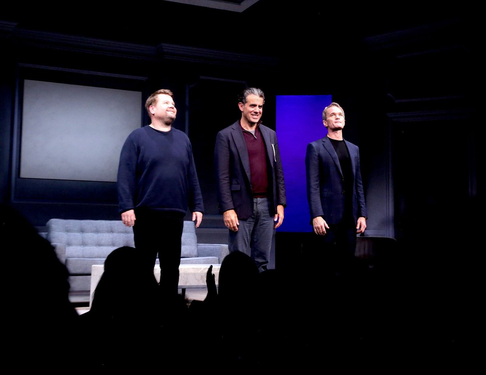 James Corden Bobby Cannavale and Neil Patrick Harris were holding bows and arrows Tuesday night.