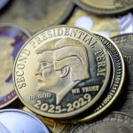 A gold coin with Trump's face.