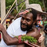 Nikolay Miklouho-Maclay Junior is welcomed by local villagers in Papua New Guinea in 2017.