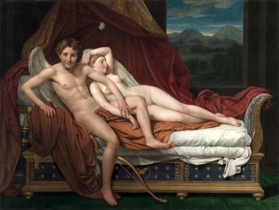 A painting depicts Cupid and Psych on the sofa bed, after sex. 
