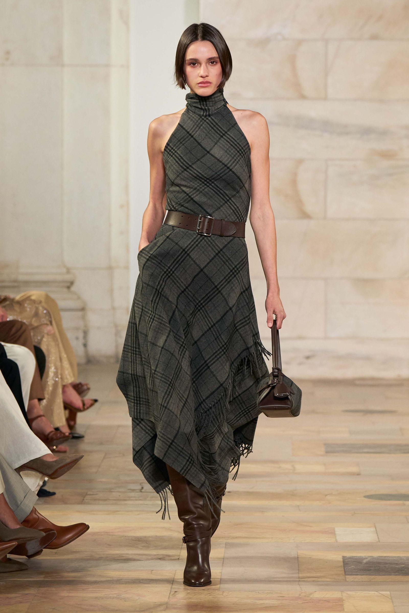 Image may contain clothing, dresses, adults, formal accessories, fanny bags, handbags, fashion footwear and shoes