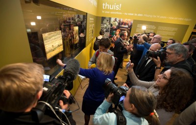 A press conference held for the return of two stolen van Goghs at the Van Gogh Museum in 2003.