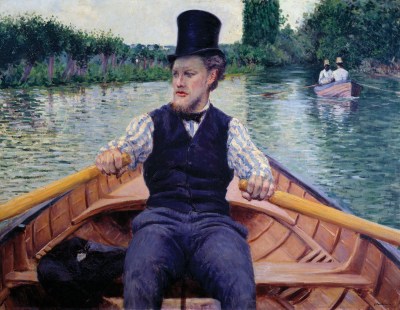 Boating party also called Rower in a Top Hat (Canotier en chapeau haut de forme) - Painting by Gustave Caillebotte (1848-1894), 1877. Oil on canvas. 0,85 x 1,10 m. Private collection (Photo by Leemage/Corbis via Getty Images)