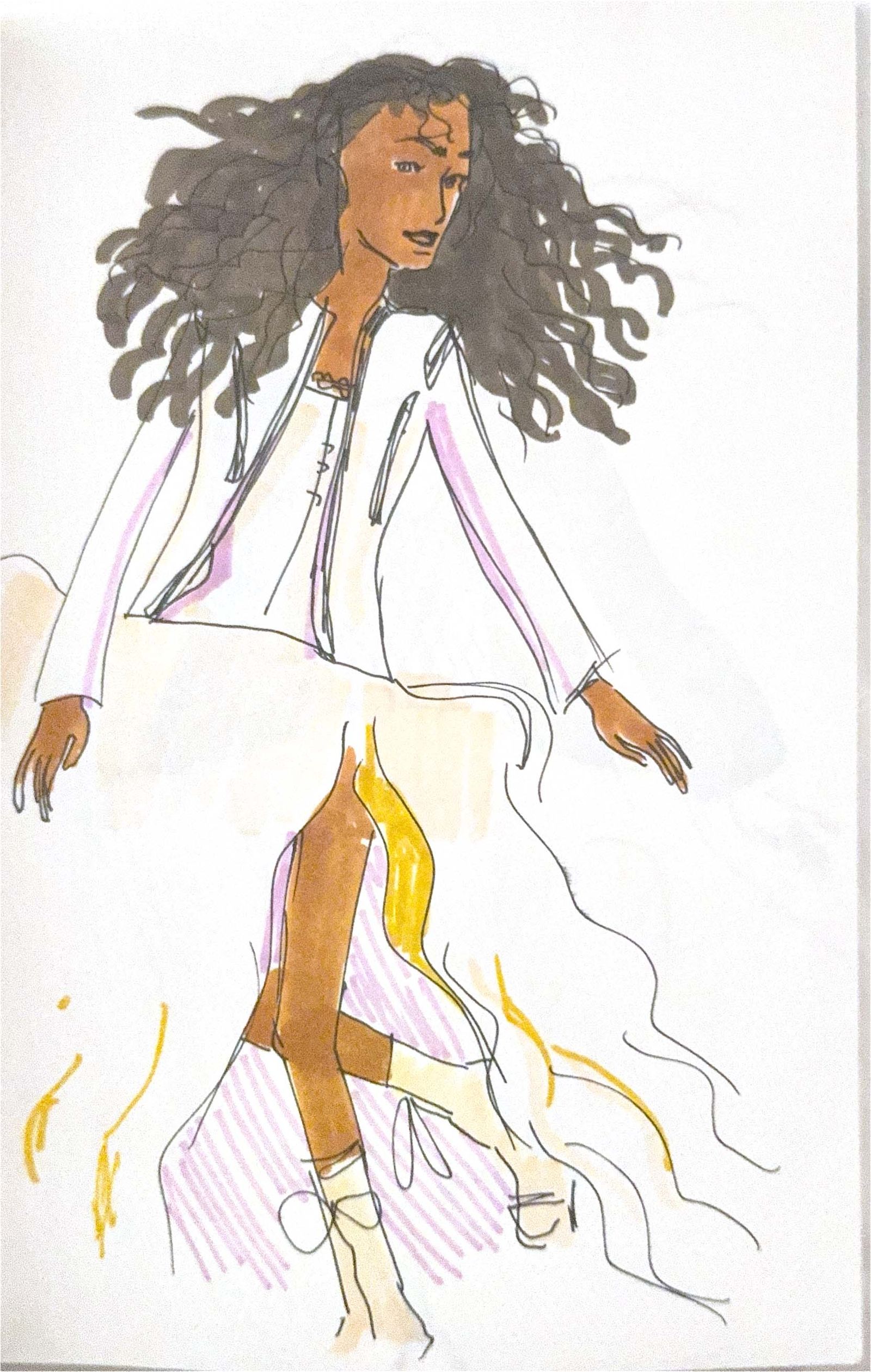 Luna Yohannan wears a custom-made Louis Vuitton gown by Nicholas Ghesquière in collaboration with Milena Canonero.