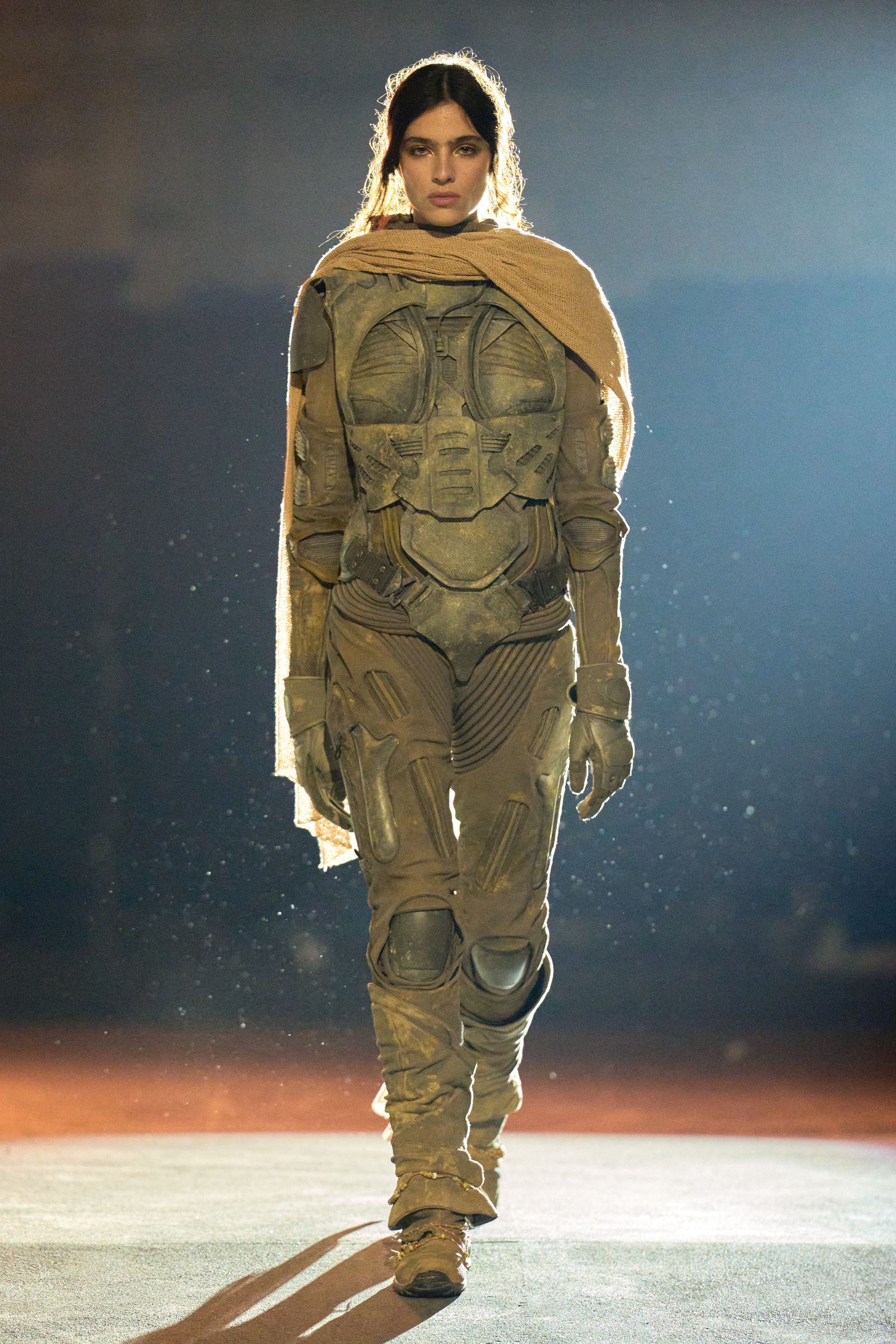 Bahia wears original Dune costumes designed by Jacqueline West.