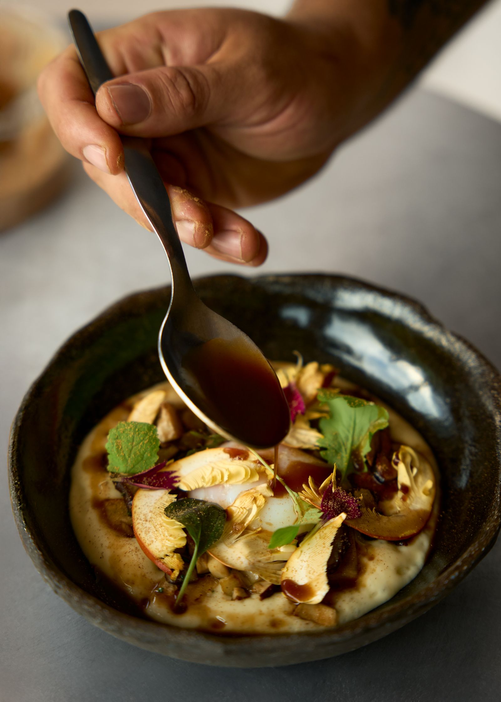 Dishes are served in the Austa restaurant.