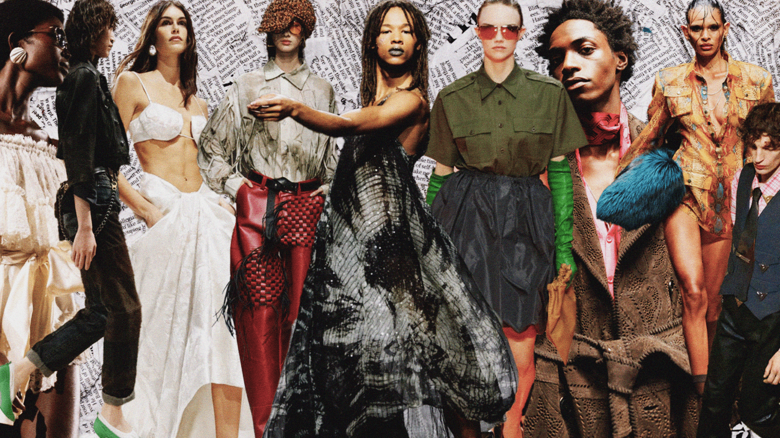 Looks from left Chlo Versace Givenchy Tokyo James Ashish Prada Burberry LaQuan Smith Versace