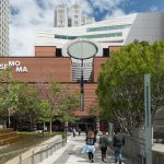 The new SFMOMA is viewed from Yerba Buena Gardens.