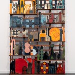 Sculpture made of ceramic and wood.