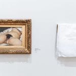 this painting "the origin of the world" The Origin of the World by French painter Gustave Courbet (1819-1877) is on display as part of the exhibition "the origin of the world" (The Origin of the World) takes place on March 24, 2021 at the Musée National d'Orsay in Paris. - Editorial use only - Mandatory mention of the artist upon publication - Description of the event specified in the title (Photo by ALAIN JOCARD/AFP) / Editorial use only - Mandatory mention of the artist upon publication - Description of the event specified in the title / Editorial use only - Mandatory mention of the artist upon publication - Description of the event specified in the title (Photo by ALAIN JOCARD/AFP via Getty Images)