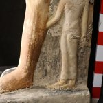 Details of relief engravings on GISR El-Mudir statue found in Saqqara, Egypt.