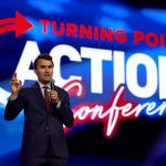 Charlie Kirk, founder and executive director of Turning Point USA, speaks at the opening of the 2023 Turning Point Action Conference in West Palm Beach, Florida.