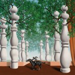 Rene Magritte’s surrealist painting Le Jockey perdu (1942).