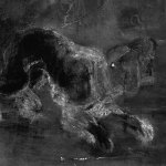 The X-ray-like analysis of the painting shows the hidden layers of the dog.