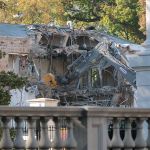 On October 20, 2025, workers removed the exterior wall of the East Wing of the White House in Washington, DC. The demolition is part of President Donald Trump's plan to build a ballroom on the east side of the White House at a reported cost of $250 million.