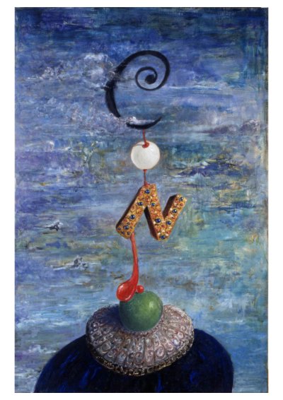 A painting has the letters 