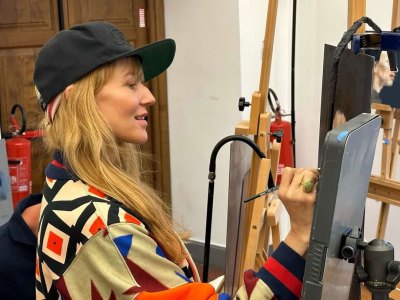 Gem painting on canvas. 