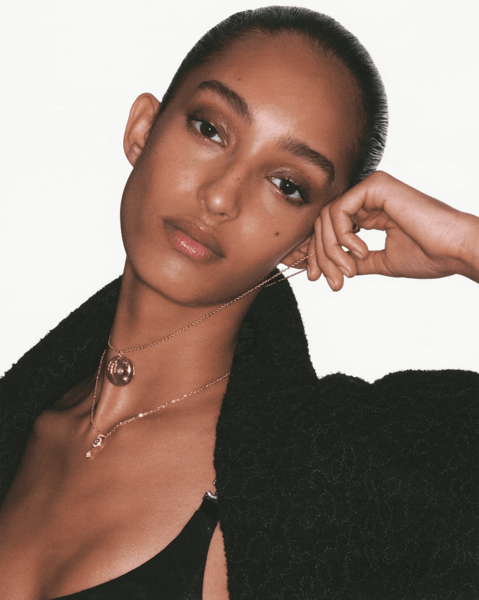 Images may contain body parts, faces, heads, necks, human accessories, photography, portraits, adult pendants, babies and jewelry