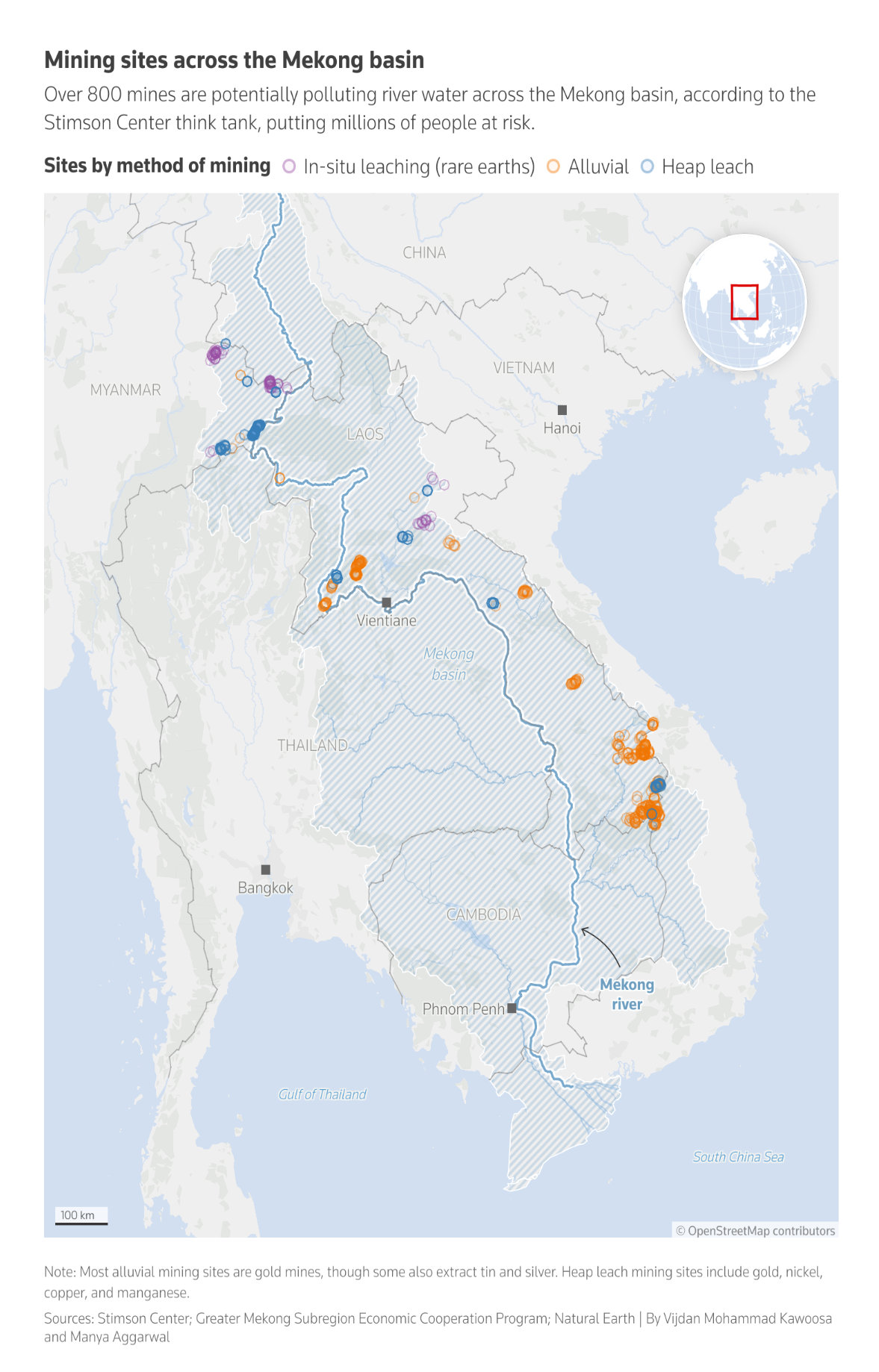 Mining areas in the Mekong Basin